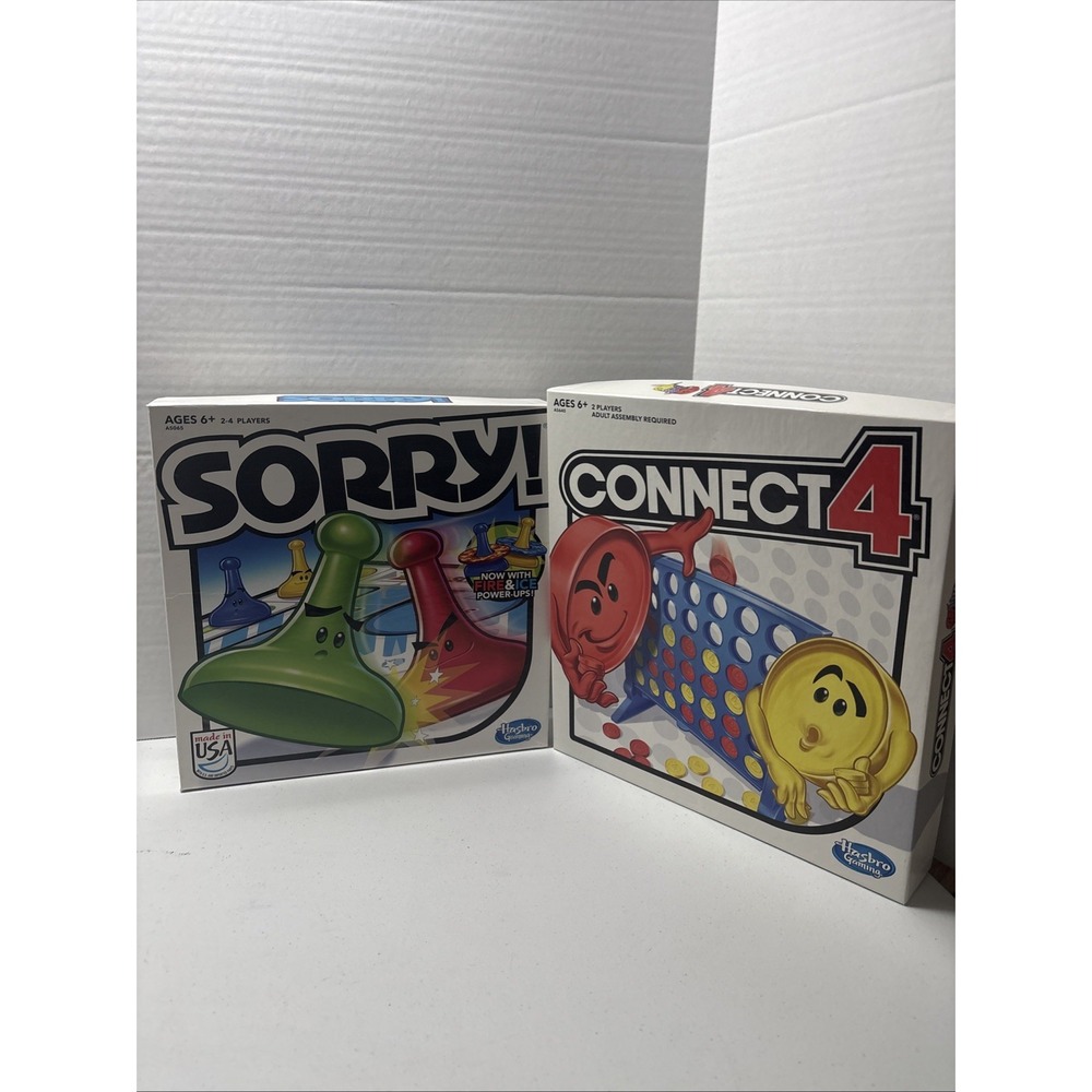 Lot of 2 Board Games Sorry! & Connect 4 Family Classics Both Complete EUC